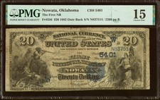 RARE $20 1882 Date Back Note Nowata OK Nat'l Bank Ch# 5401 Large Size picture
