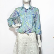Vtg Polo Ralph Lauren Abstract Paisley Pastel Art Cotton Shirt Med. Women’s 90’s picture