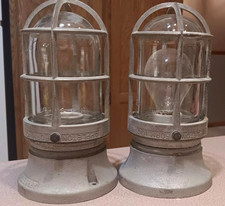 2 Vintage APPLETON Wisconsin ELECTRIC Caged Domed Light Bulbs Sockets FORM 100 picture