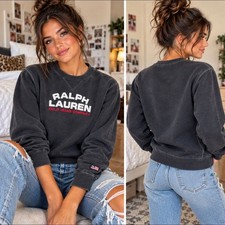 Vintage Polo Jeans Co Ralph Lauren Sweatshirt S Spell Out Embroidered Flag 90s picture