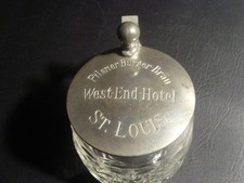 Circa 1910 West End Hotel Engraved Lidded Stein, St Louis picture
