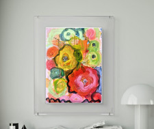 Hammond Original Abstract Floral Acrylic 12x16 Canvas Painting picture