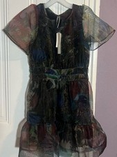 Anthropologie Sheer Black Floral-Print Mini Dress picture