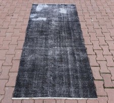 Anatolian Vintage Gray Accent Rug Turkish Hand Knotted Overdyed Carpet 4x7 ft picture
