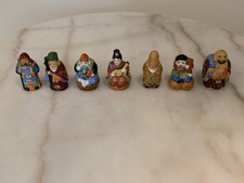 VINTAGE Kutani seven lucky gods japanese figurines with gold picture