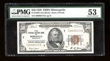 DBR 1929 $50 FRBN Minneapolis Fr. 1880-I PMG 53 Serial I00096172A picture