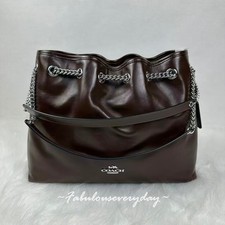 Coach Evelyn Shoulder  Bag In Leather/Silver/Maple CCZ79 NWT picture