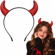 Glitter Devil Horns Headband Red Demon Horns Halloween Costume for Cosplay picture