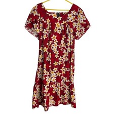 Vintage Royal Hawaiian Creations Womens Floral Muumuu Dress Size XL Red Plumeria picture