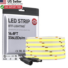 BTF-LIGHTING 16.4FT FCOB COB LED Strip Warm White 3000K DC12V 8mm Flexible Tape picture