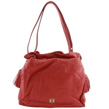 LOEWE flamenco Shoulder Bag Botanical Red Embossed Leather flour Women picture