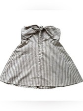 Free People Subtle Striped Tube Top Button-Front in Light Beige and Black Stripe picture