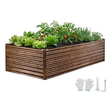 VEVOR Galvanized Raised Garden Bed 8 x 4 x 2ft Rectangular Planter Box Deep Wood picture