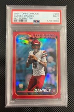 2024 Topps Chrome Red Refractor #201 Jayden Daniels Rookie Card #3/5 PSA MINT 9 picture