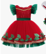 VPCAR Girls Christmas Dress ONLY TUTU Santa Suit Dress Kids Xmas Outfit 6-7YRS picture