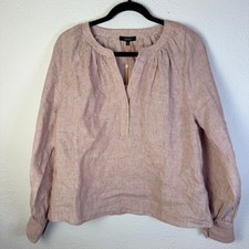 NEW Quince Women's M 100% European Linen Peasant Top Vintage Pink Chambray picture