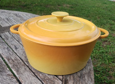 Vintage Ombre Yellow Le Creuset Enameled Cast Iron  26CM Dutch Oven & Lid France picture
