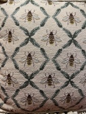 18x18” vintage French Napoleonic BEE needlepoint throw pillow/cream & beige picture