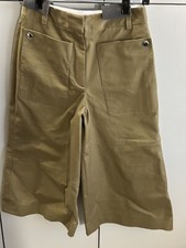 Tibi Brown Green cotton canvas Capris Sz 0 Cropped Cuffed Wide Leg pockets 26x18 picture