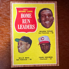 Topps 1962 League Leaders #54 NL Home Run Leaders Cepeda Mays Robinson picture