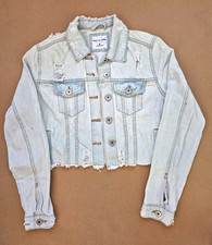 Highway Jeans Women's Light Blue Distressed Cropped Button Jacket Pockets M picture