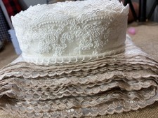 7” & 2.5” Cotton Embroidered Mesh Lace Trim 2 Rolls Clearance Lot picture