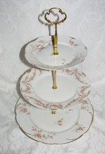 Custom Three Tier Cake Stand with Antique Haviland Limoges Plates Tea Party picture