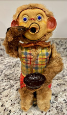 Vintage 1950s Alps Japan Battery Operated Bubble Blowing Monkey Toy -OPERATIONAL picture