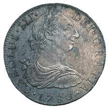 1780 Mo FF Mexico 8 Reales Spanish Colonial XF/AU 8R Silver Coin picture