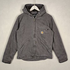 Carhartt OJ4392-M Relaxed Fit Sherpa Lined Hooded Jacket Gray Mens Small picture