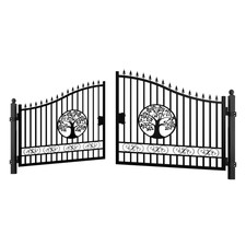 Premium Steel Dual Swing Driveway Gate 12-20FT  Mansion Ranch Decorative Design picture