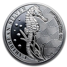 2020 Barbados 1 oz Silver Caribbean Seahorse BU picture