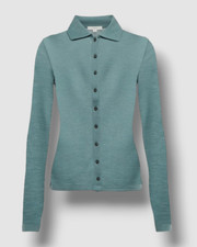 $225 Vince Women's Green Long-Sleeve Merino Wool Polo Top Size S picture