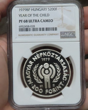 1979 HUNGARY SILVER 200 FORINT INTERNATIONAL YEAR OF THE CHILD - NGC PR 68 UC picture