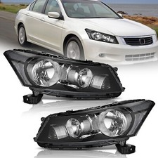 WEELMOTO Pair Headlights Assembly For 2008-2012 Honda Accord 4Dr Sedan Headlamps picture