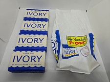 HTF Vtg 1940's 4 Ivory Large Size Bar Soap in 7 Cent Off Wife Saver Sale Bag NOS picture