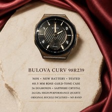 Bulova CURV 98R239 Diamond Rose Gold 262kHz Watch NOS Buckle No Band picture