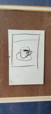 PNW mystic SEATTLE  Artist JAY STEENSMA drawing Framed 11x9.5 COFFEE CUP 4x2.5 picture