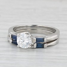 1.17ctw Round Diamond Engagement Ring Wedding Band Guard Platinum Size 9.5 GIA picture
