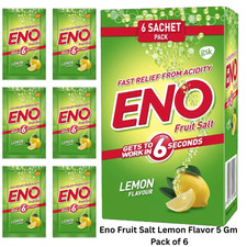 Eno Lemon Flavour Fruit Salt 5 g (Pack of 6) Sachet Provide Relief from Sourness picture