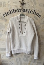 Free People Say Oui Henley Pullover We The Free Waffle Knit Grommet Ivory S NEW picture