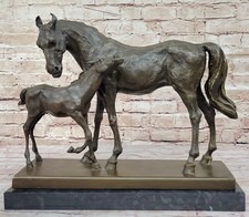 Horse W/ Foal Bronze Marble Figurine Statue By Mene Hot Cast Sculpture Decor Art picture