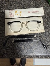 Vintage American Optical AO Eyeglass Frames 46-20 Black Clear USA 5.5 Arms picture