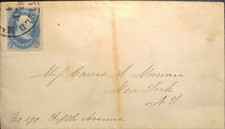 1850s USA Cover w/ Scott #24 1c Blue Washington Stamp to New York picture