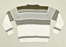 Vintage Pelham Fair Isle Ski Sweater Mens Medium White Brown Knit Pullover picture
