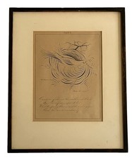 Antique Prof. G.A. Gaskell Penmanship Plate X Bird Flourish Calligraphy Framed picture