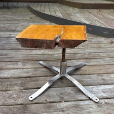 Vintage 60's LIVE EDGE WOOD INDUSTRIAL ACCENT TABLE Mid Century MCM Modern picture