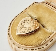 VTG Antique 10k Yellow Gold Heart Locket Pendant Signed 2.9G Photo Estate Read picture