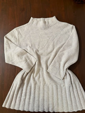Kinross 100% Cashmere Gray Mock Neck Ribbed Knit Pullover Sweater M 3/4 picture