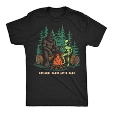 Mens Funny T Shirts After Dark Sarcastic Bigfoot Alien Graphic picture